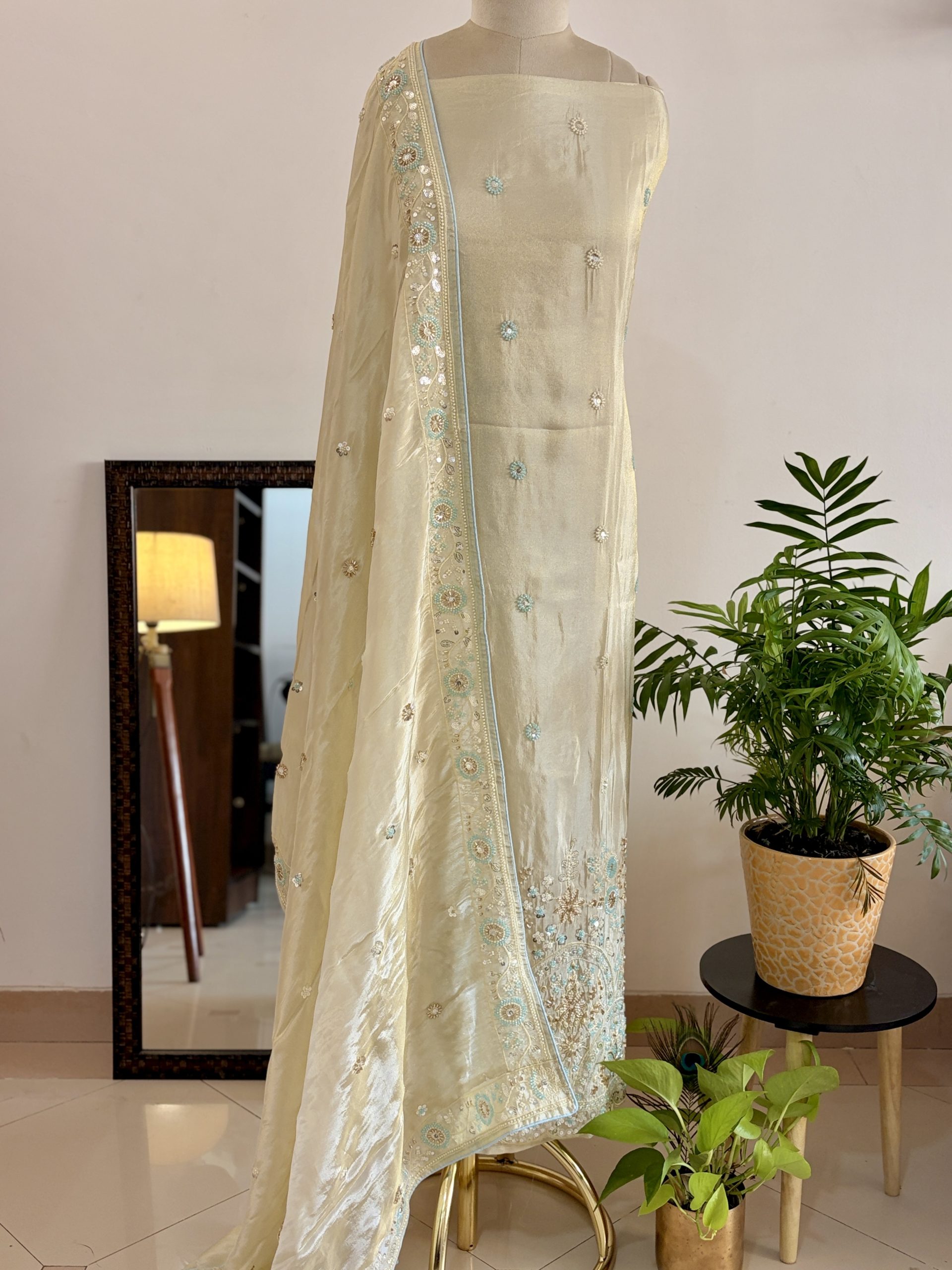 Powder Blue Gold Shimmer Suit