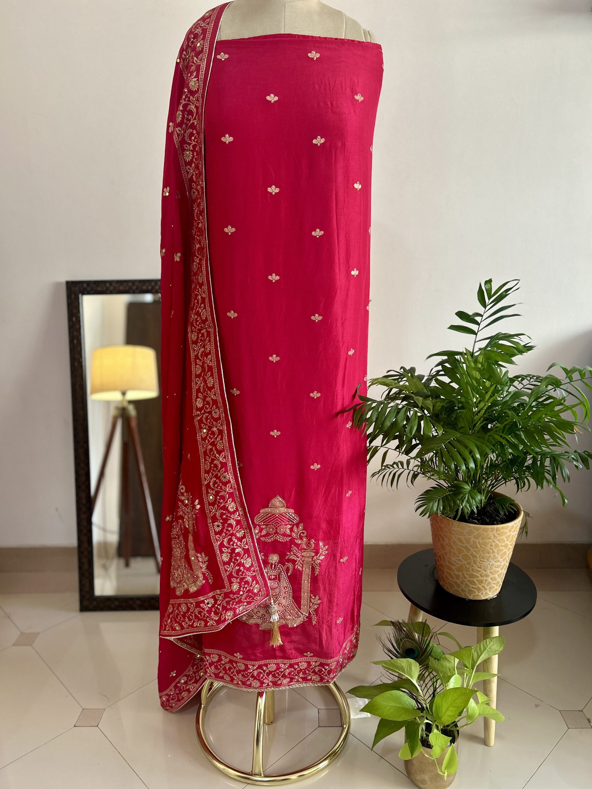 Pure Pink Dola Silk Suit
