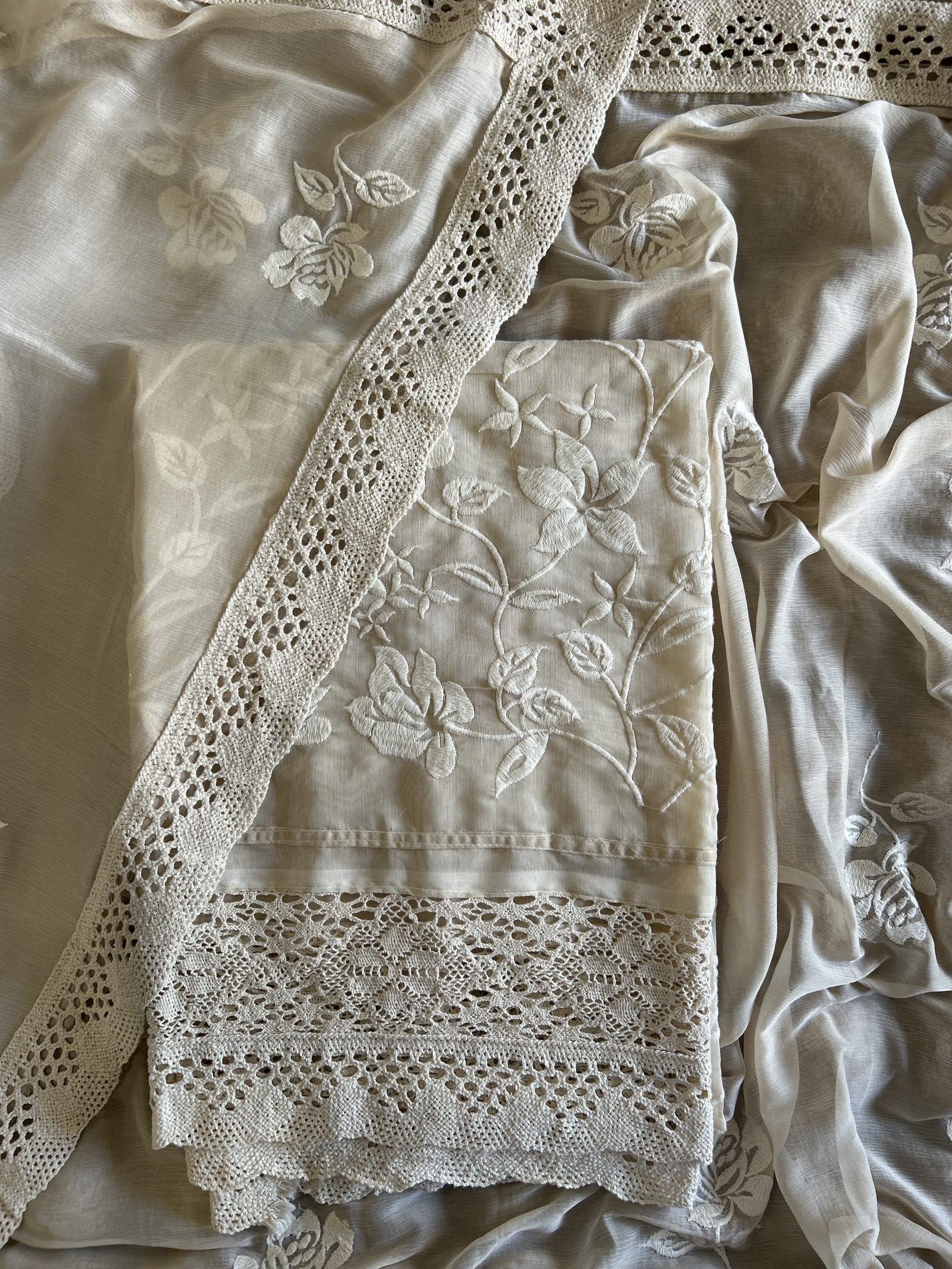 Pure Beige Chanderi Cotton Suit