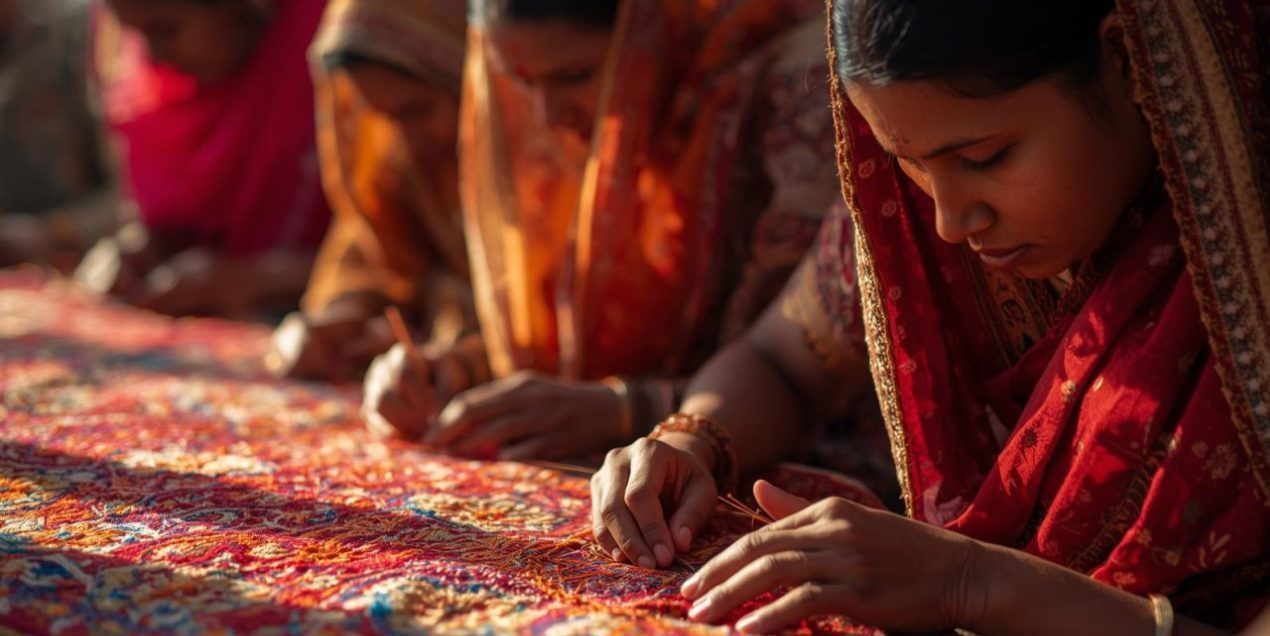 indian women doing hand work embroidery (1)